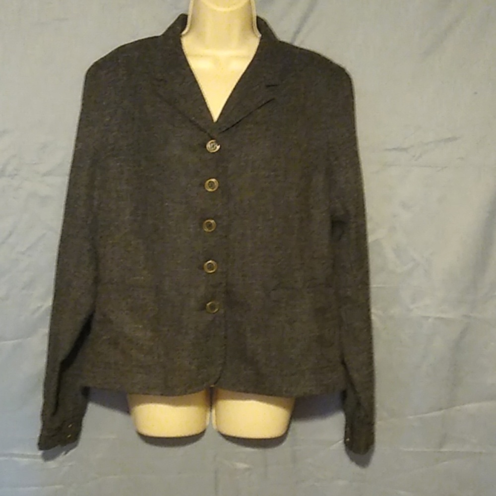 Gray Blazer Size 18 Pockets Shoulder Pads